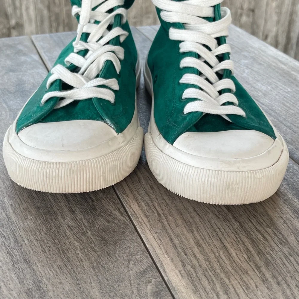 PF Flyers Center Hi Sneakers Men 8.5 Green Suede Leather High Top AA22S1AV Shoes - Picture 10 of 13